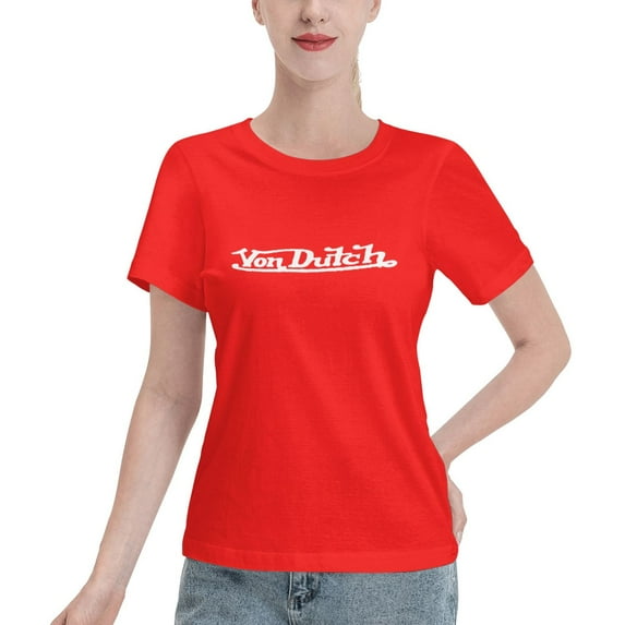 Von Dutch Women'S Basic Short Sleeve T-Shirt Red Medium