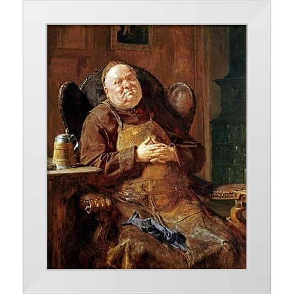 Von Grutzner, Edouard 20x24 White Modern Wood Framed Museum Art Print Titled - A Quiet Smoke