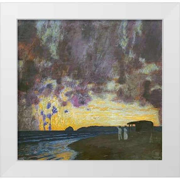 Von Stuck, Franz 12x12 White Modern Wood Framed Museum Art Print Titled - Sunset By The Sea