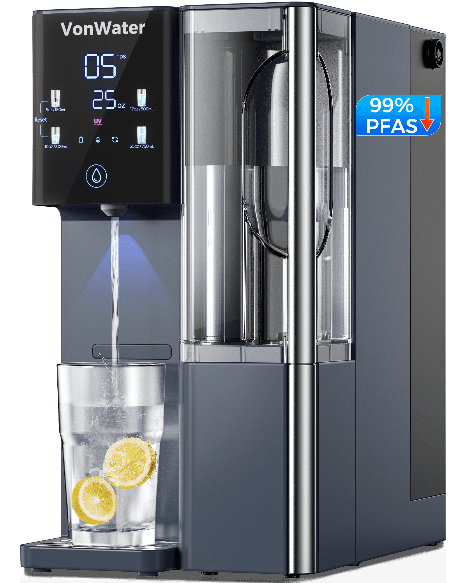 VonWater CT910 Countertop Reverse Osmosis Water Filter System, 7-Stage RO Water Filtration System, 528 Gallons Water Purifier, NSF/ANSI 372, Reduce TDS PFAS, No Installation