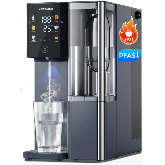 VonWater Instant Hot Reverse Osmosis Water Filter Countertop, 3S Instant Heating, 7-Stage Water Purifier With Removable Pitcher, NSF/ANSI 372, Reduce TDS PFAS, No Installation
