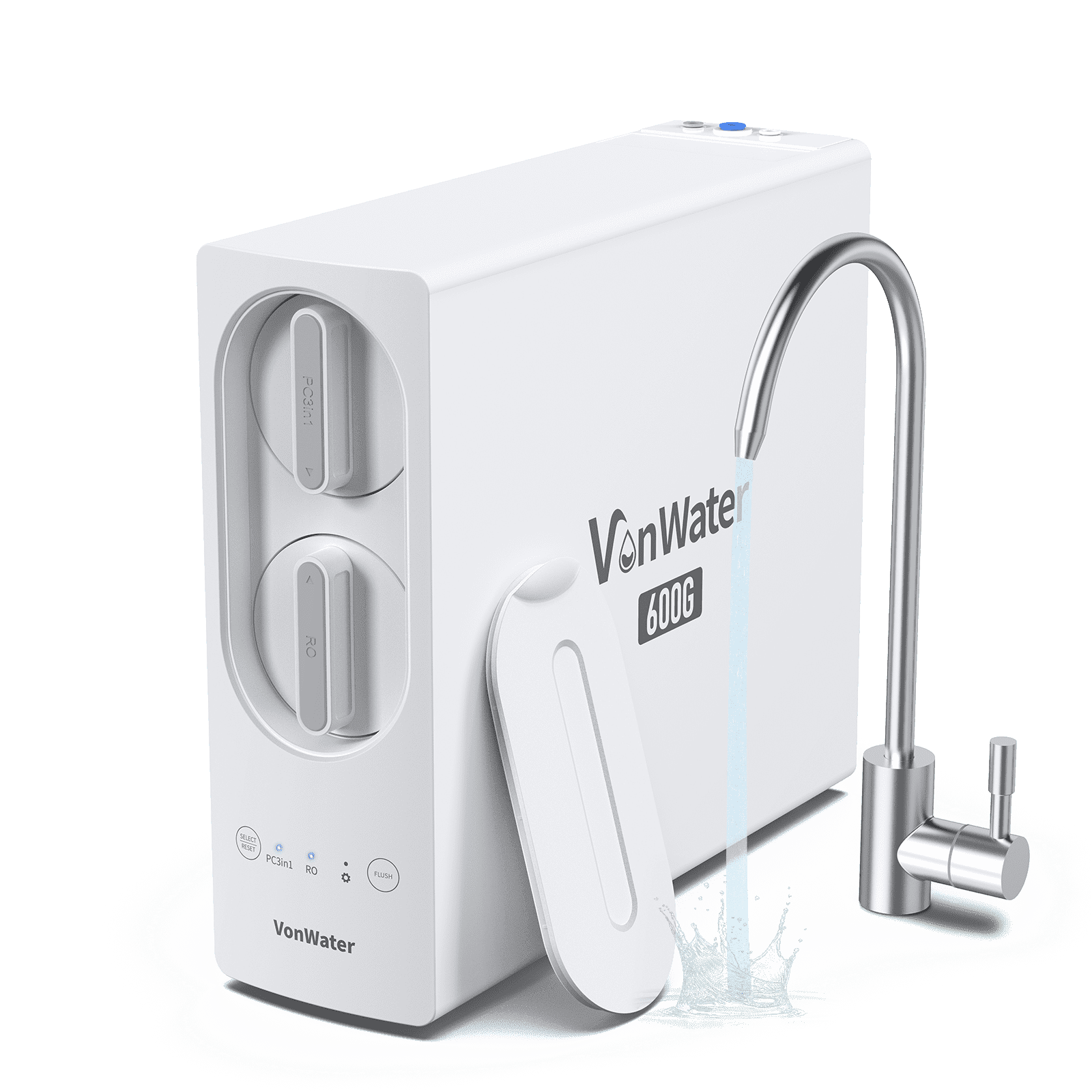 VonWater V2-600N Reverse Osmosis Water System, 7-Stage RO Filtration, 2:1 Pure to Drain, NSF/ANSI 372 Certified TDS Reduction