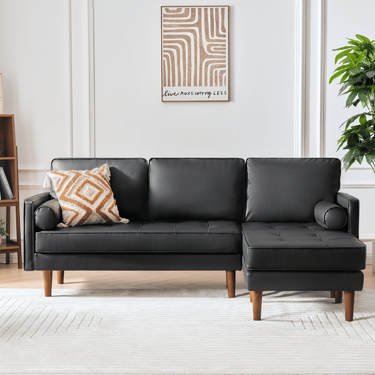 Faux leather reversible sectional deals