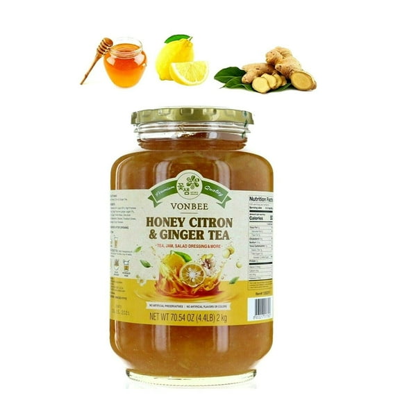 Vonbee Honey Ginger Citron Tea (Family Size 70.54 Oz 4.4 Lbs) Product of Korea 2.2 lb (1 kg)