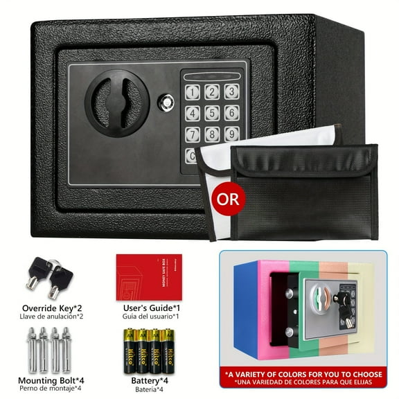 Voncabay Heavy-Duty Fireproof Safe Box 0.23 Cu Ft - Digital Keypad+Key Entry Dual Lock with Smart Sensor Light & Fireproof Bag,4-Color Compact Floor Safe for Home/Office Valuables/Documents/Cash/Guns