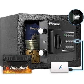 Voncabay Fireproof Money Safe Box with Digital Keypad, Sensor Light, Mute Mode & Emergency Power