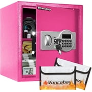 Voncabay Safe Box for Home, 1.5 Cu Ft Digital Safe with 2 Fireproof Bags, Alarm System, Pink