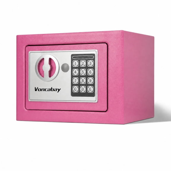 Voncabay Small Electronic Safe Box with Fire-Resistant Bag, Pink, 9 in