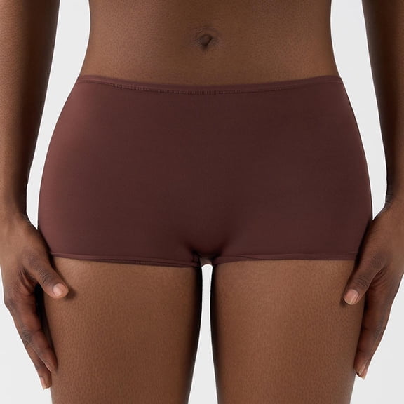 Voncos Breathable Womens Coffee Boyshorts - No Show Stretchy Nylon Spandex Full Coverage Comfort Fit Underwear for Daily Wear, 1pc (S/M/L/XL),Size M