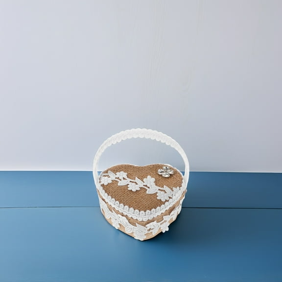 ELAYARD Wedding Jute Ring Box, Elegant Multicolor Rhinestone Design for Decoration