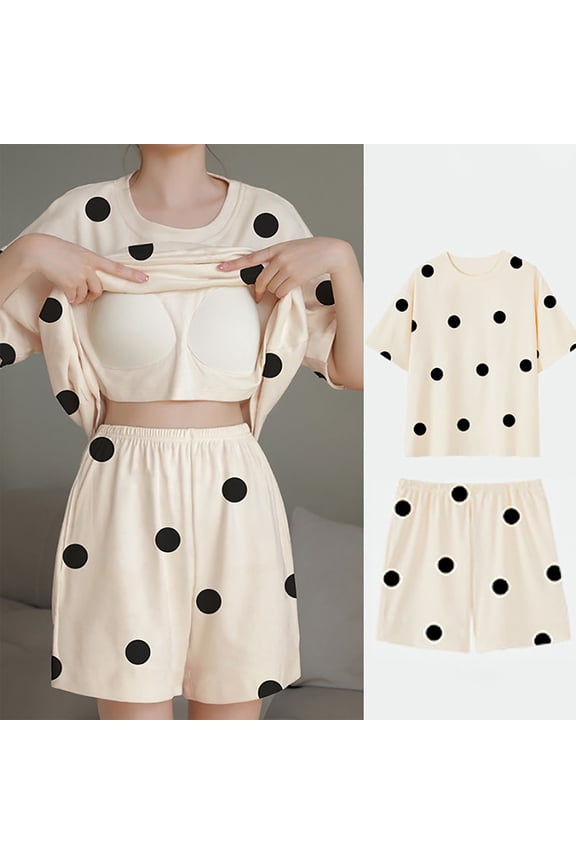 Cozy Pajamas for Women Short Sleeve Tops and Shorts PJs Sleepwear 2 Piece Cozy Loungewear Sets with Padding- Black