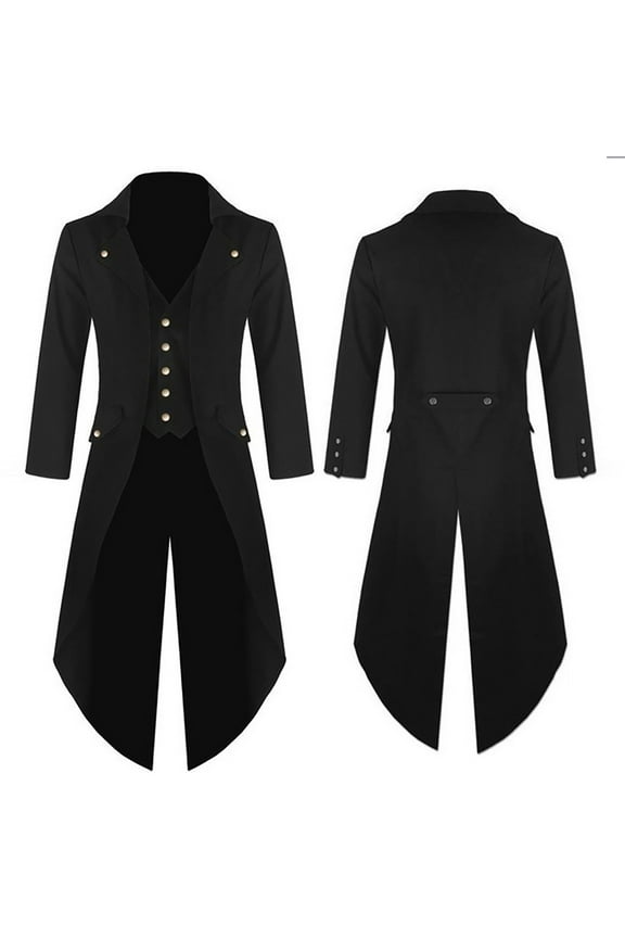Fall Jacket for Men Duster Coat Steampunk Gothic Trench Coat Single Breasted Tuxedo Blazer