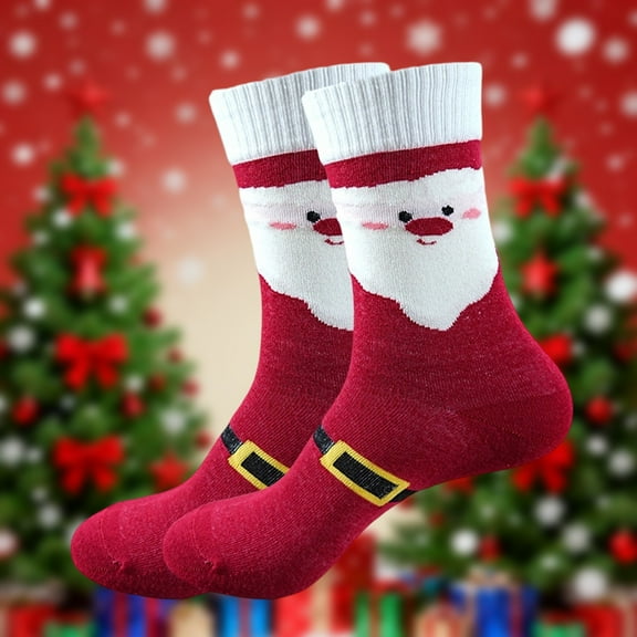 Voncos Female Christmas Santa Claus Mid-Calf Socks - Multicolor Cute Festive Acrylic Socks, One Size Holiday Gift for Women
