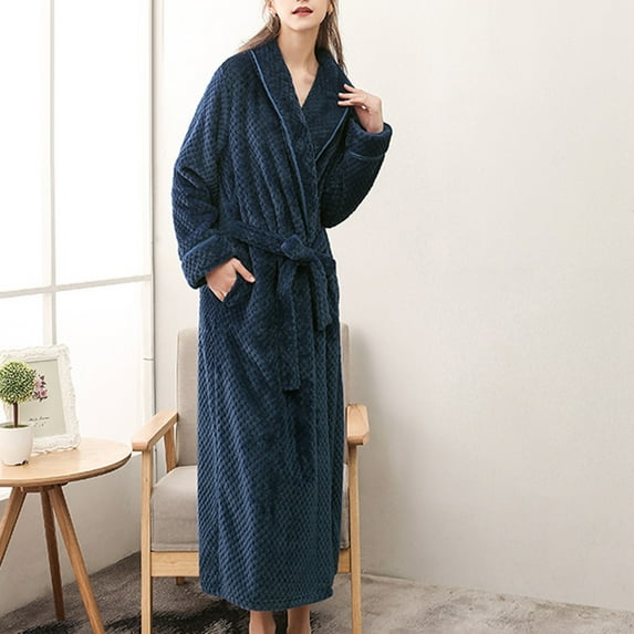 Voncos Flannel Nightgowns for Women Men Couple Warm Bath Robe Fall Winter Plush Home Pajamas Sleepwear