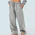 thumbnail image 1 of absuyy Fleece Lined Sweatpants Women Warm Plush Wide Leg Pants Elastic High Waisted Trousers 2025, 1 of 6