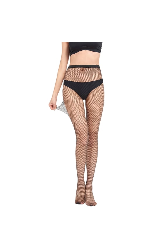 High Waisted Black Fishnet Tights for Women, Nylon Spandex Stretchy, Free Size Pantyhose for Daily & Party Wear