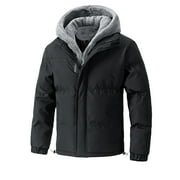 ZunFeo Mens Winter Coats Hooded Quilted Jackets Warm Fleece Padded Jacket Windproof Outerwear
