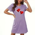 thumbnail image 1 of Voncos Nightgowns for Women Short Sleeve Cozy Nightgown Soft Mid Sleep Dress Casual Sleepwear Loungewear- Purple, 1 of 3