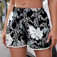 thumbnail image 1 of Voncos Pants for Women- Lightweight Shorts Casual Print Short Pants Elastic Waist Drawstring Comfy Shorts Black L, 1 of 6
