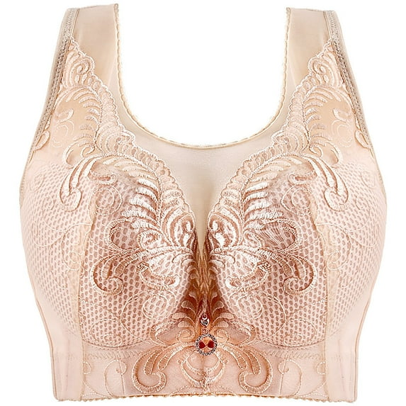 Voncos Plus Size Bras No Wire Camisole Sexy Breathable Thin Everyday Bras for Women Orange Bra Size S