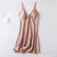 thumbnail image 1 of Voncos Satin Nightgown for Women - Silky Lace Trim V-Neck Spaghetti Strap Slip Sleep Dress with Bow, Lightweight Comfortable Sleep & Loungewear Pink XL, 1 of 3