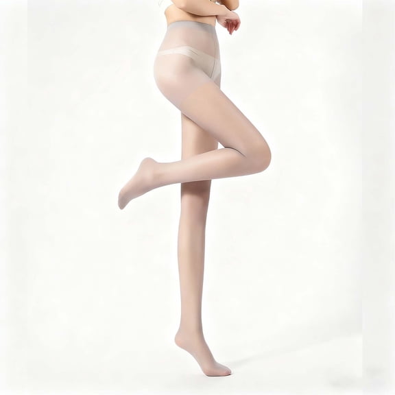 Voncos Sheer Nylon Spandex Tights for Women - Gray High Waisted Seamless Legwear, All-Day Comfort for Office & Daily Outfits (Size L/XL)