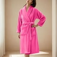thumbnail image 1 of Voncos Soft Women's Bathrobe - Cozy Warm Fleece Long Robers,Shawl Collar,Pockets, Tie Waist - Perfect for Home Lounging & Post-Shower Pink L, 1 of 3