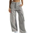 thumbnail image 1 of Voncos Straight Leg Jeans for Women Vintage Denim Pants with Pockets Straight Leg Trousers, 1 of 6
