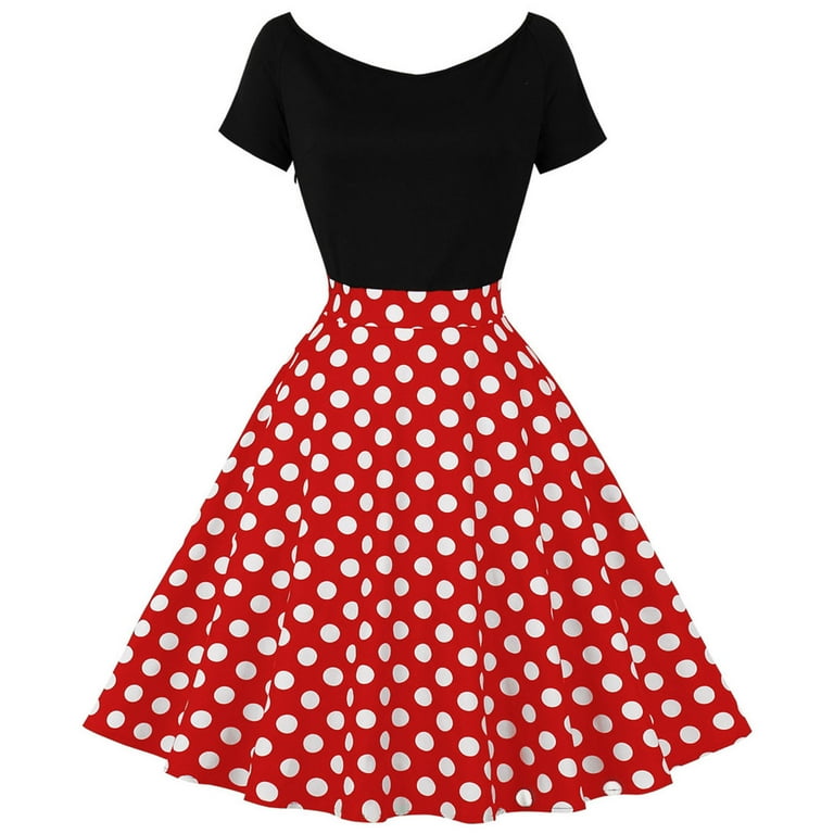 Red polka dot one shoulder dress cheap