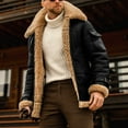 thumbnail image 1 of Voncos Winter Coat for Men Warm Faux Fur Coat Outerwear Plush Fleece Jacket Suede Jackets with Pockets Christmas Gift Black L, 1 of 3