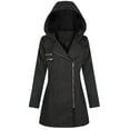 thumbnail image 1 of Voncos Winter Coat for Womens Hooded Woolen Peacoat Casual Zipper Fleece Jacket Christmas Gift, 1 of 6