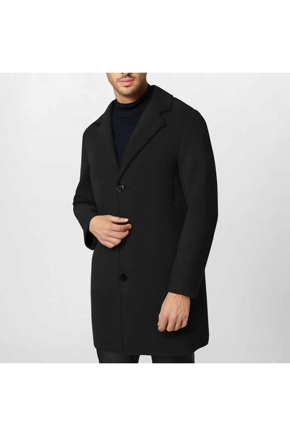 Winter Coats for Men Single Breasted Peacoat Winter Wool Coat Faux Fur Long Trench Coat