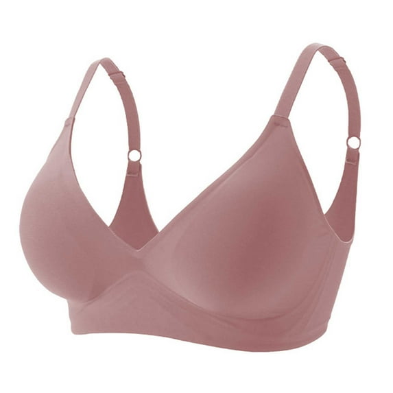 Voncos Women's Plus Size Wireless Bra - Comfortable Everyday Seamless, Molded Cups, Adjustable Straps, All-Day Wear - Pink, Size XL