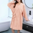 thumbnail image 1 of Voncos Women's Plush Kimono Robe - Warm Soft Long Sleeve Bathrobe, Lightweight Quick-Drying Housecoat for Lounging & After Shower Brown L, 1 of 4