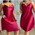 thumbnail image 1 of Voncos Women's Satin Nightgown L - Cowl Neck Spaghetti Straps Camisole - Silky Sleep Dress for Lounging & Sleeping - Elegant Fit Red 3XL, 1 of 3