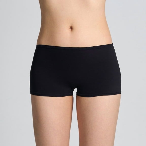 Voncos Womens Black Boyshort Underwear - Soft Stretchy Nylon Spandex, Flat Seam No Slip Waist, Breathable Everyday Active/Lounge Base Layer for Women, 1 Piece,Size M