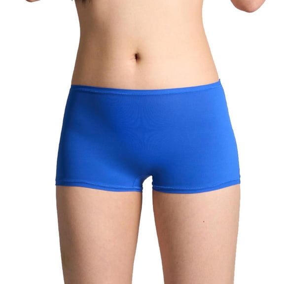 Voncos Womens Blue Breathable Boyshort Underwear - Stretchy Nylon Spandex, Flat Seam No Slip Waist, Comfortable Everyday Lounge Base Layer for Home/Office, 1 Piece,Size M