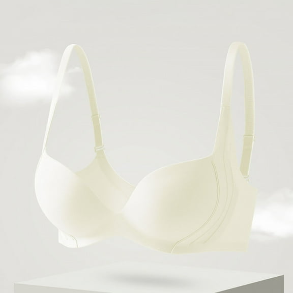 Voncos Womens Comfort Seamless Everyday Bra - No-Show Molded Cup, Underwire Support, Adjustable Straps, Breathable Fabric, Inclusive Size S, White