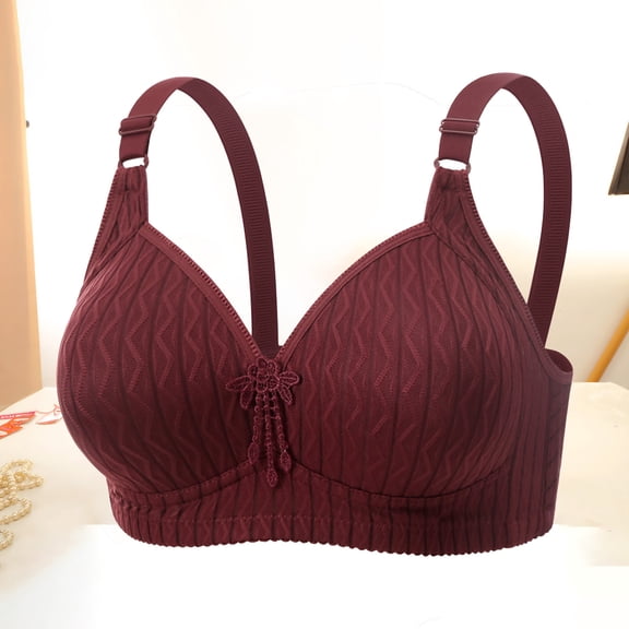 Voncos Womens Everyday Wireless Bra - Full Coverage Moderate Support, Soft Stretchy Fabric, Inclusive Size M, Comfortable Wine Color