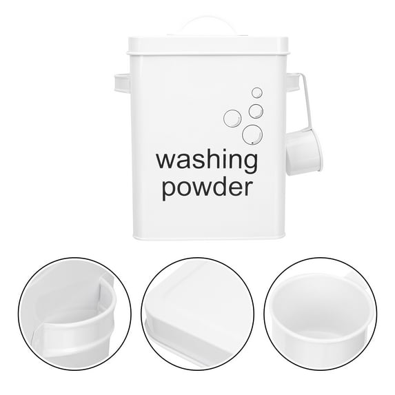 BESTYASH Household Iron Bucket Metal Laundry Holder with Lid Simple Design 1 Set