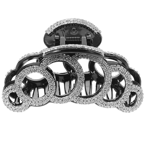 TEHAUX Large Black Rhinestone Jaw Clip for Women and Girls, Stylish Hair Clamp Accessory for Secure Hair Styling and Hold