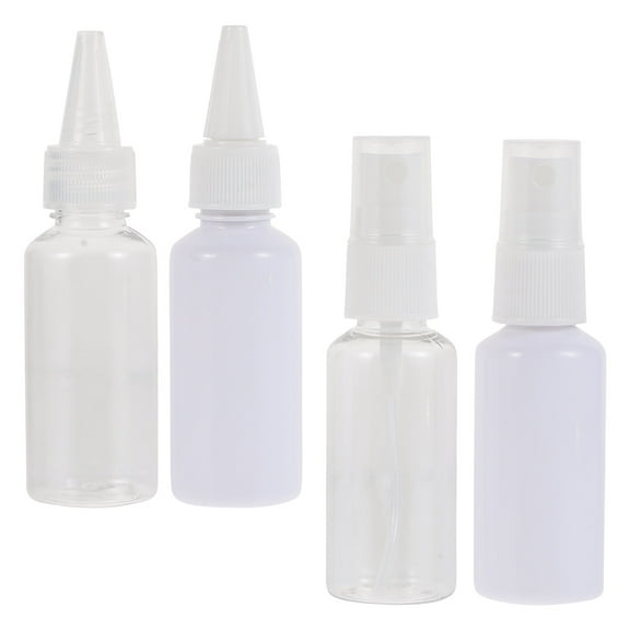 LOLIPPYY Plastic Dispensing Bottles 4Pcs for Liquid Storage with Spray Design and Transparent Color