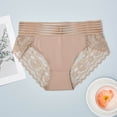 thumbnail image 1 of Voncos Womens Plus Size Beige Lace Panties - High Waisted Stretchy Comfortable Briefs with Elastic Waist,Size XL, 1 of 9