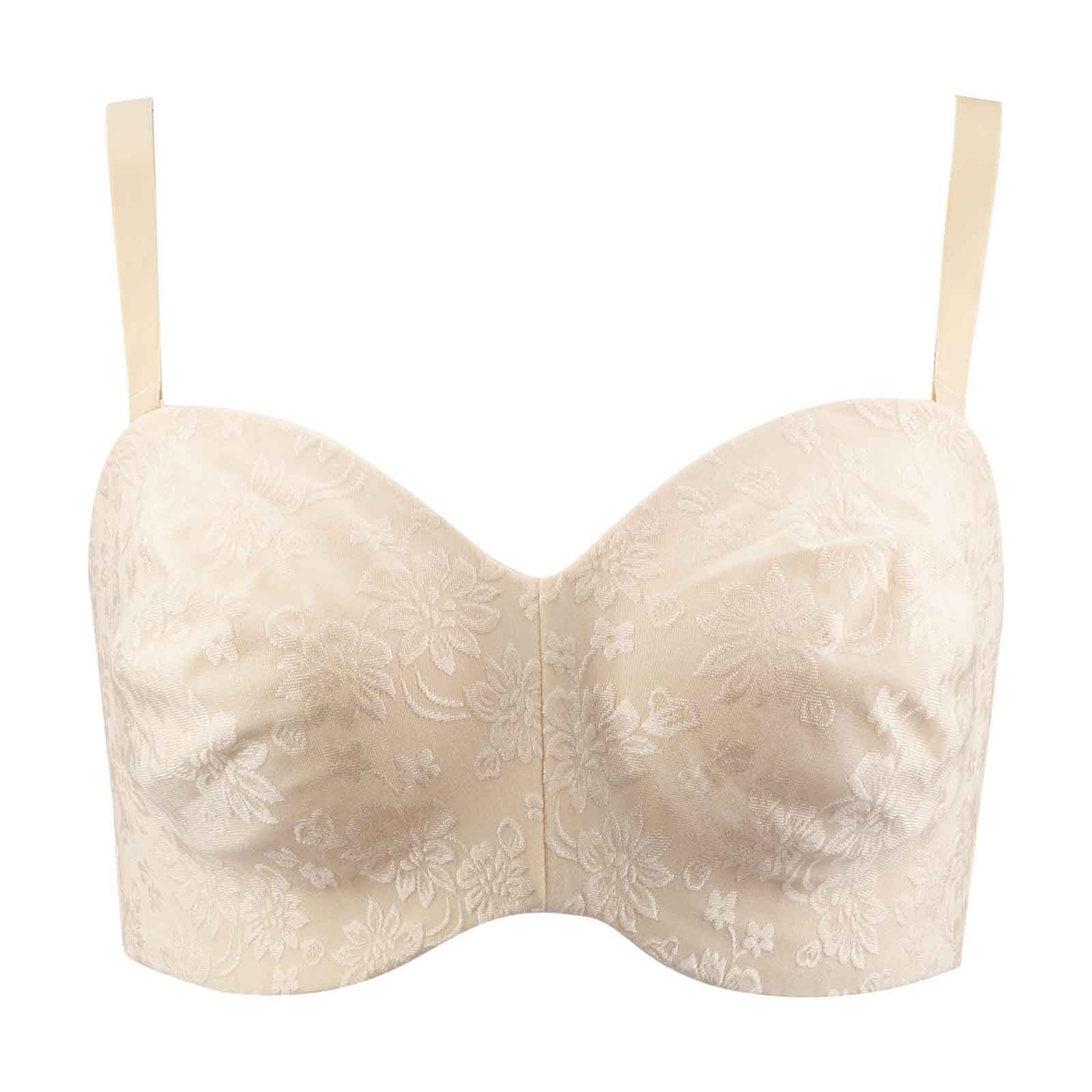 Voncos Plus Size Bras Underwire Sexy Ultrathin Detachable Shoulder Strap Everyday Bras for