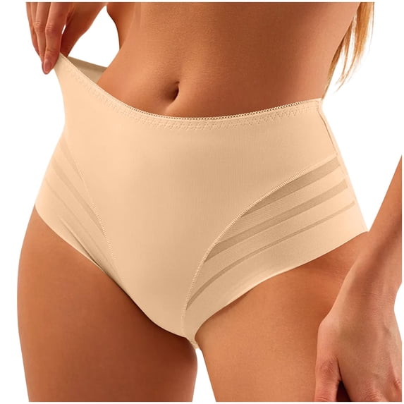 Voncos Womens Plus Size High-Waisted Tummy Control Shapewear Panty, 100% Polyester Soft Stretchy, Khaki Slimming Underwear (S/XXXXL/XXXXXL),Size 4XL