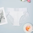 thumbnail image 1 of Voncos Womens Plus Size White Lace Panties - High Waisted Stretchy Briefs with Scalloped Lace & Elastic Waist,Size 2XL, 1 of 4