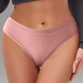 thumbnail image 1 of Voncos Womens Ribbed Cheeky Thong Underwear - Coffee Nylon Spandex Blend, Stretchy Breathable Wide Waistband No Dig Seamless Everyday Panty,Size S, 1 of 9