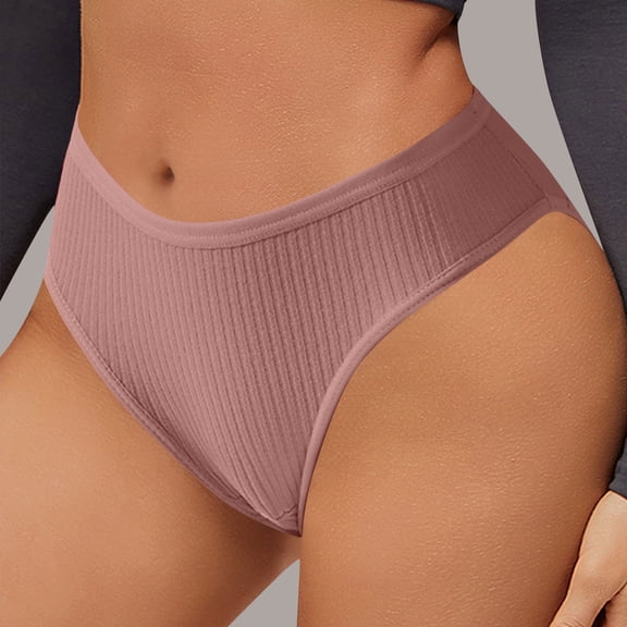 Voncos Womens Ribbed High Waisted Bikini Underwear - Nylon Spandex Stretchy Coffee Panties, No Roll Comfortable, Sizes S-XXL,Size M