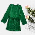 thumbnail image 1 of VONCOS Womens Soft Pajama Solid Color Silk Satin Sexy Bathrobes Plus Size Robe Sleepwear Green Size 4XL, 1 of 6
