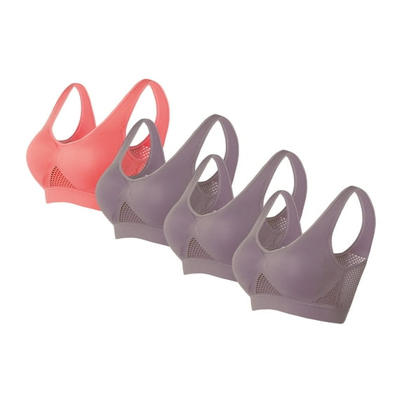 Voncos Womens Sports Bras 4 Pack Bras for Women Seamless Wirefree Yoga Bra with Pads Multicolor Size 2XL